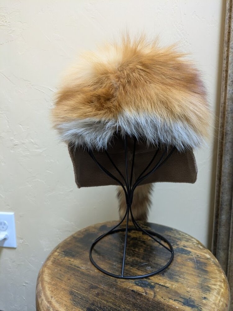 Red Fox Fur Daniel Boone Hat with Tail