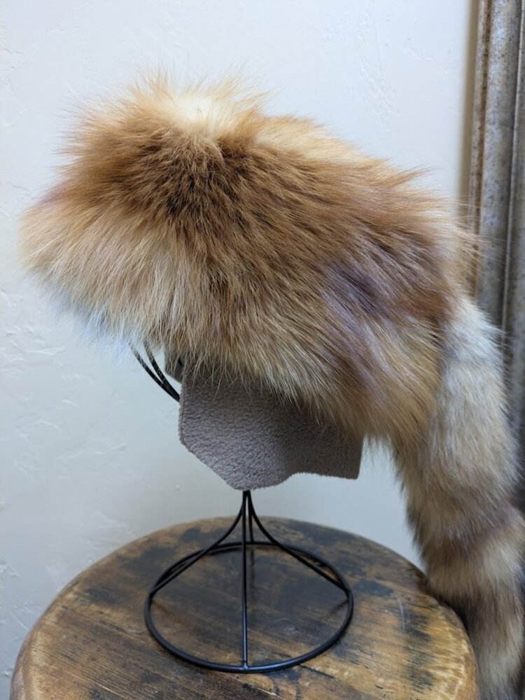 Red Fox Fur Daniel Boone Hat with Tail