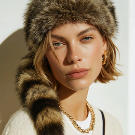 North American Raccoon Fur Daniel Boone Hat with Tail