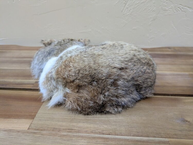11" Real Rabbit Fur Figure, Sleeping Kitty