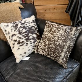 Beautifully Spotted Cowhide Leather-backed Pillow