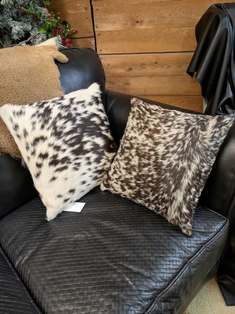 Beautifully Spotted Cowhide Leather-backed Pillow