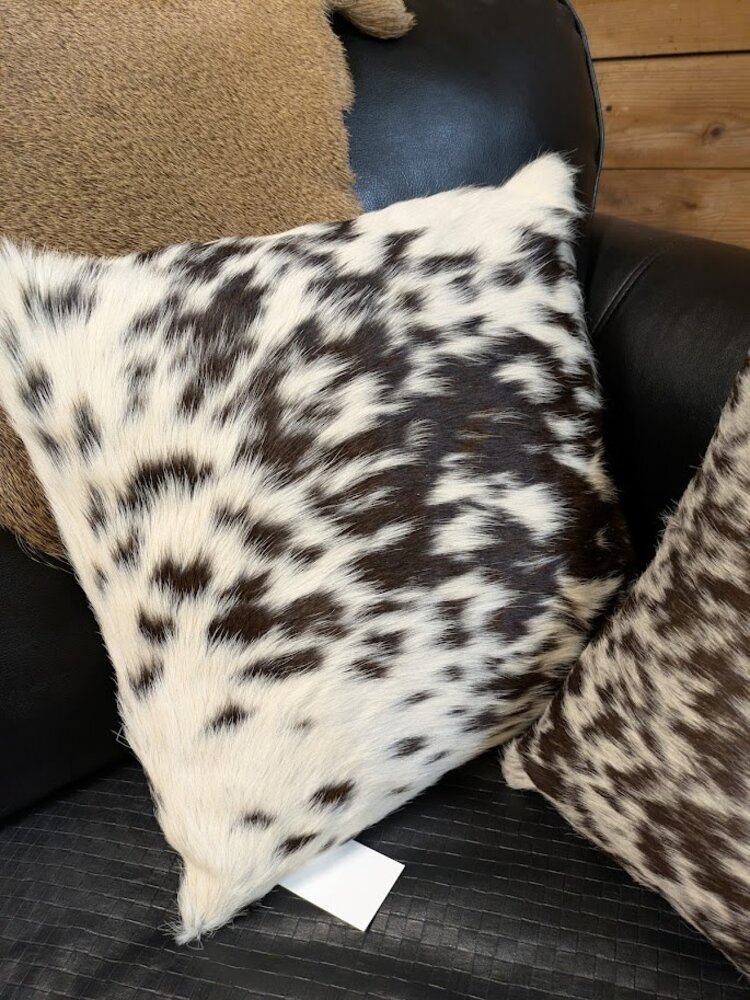 Beautifully Spotted Cowhide Leather-backed Pillow