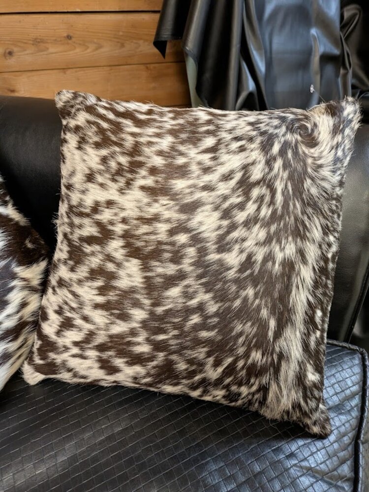 Beautifully Spotted Cowhide Leather-backed Pillow