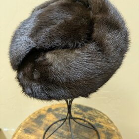 Dark Ranch Mink Fur Wrap Hat, OS