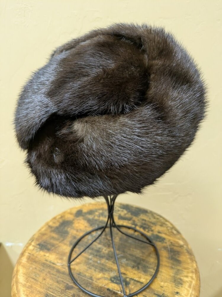 Dark Ranch Mink Fur Wrap Hat, OS