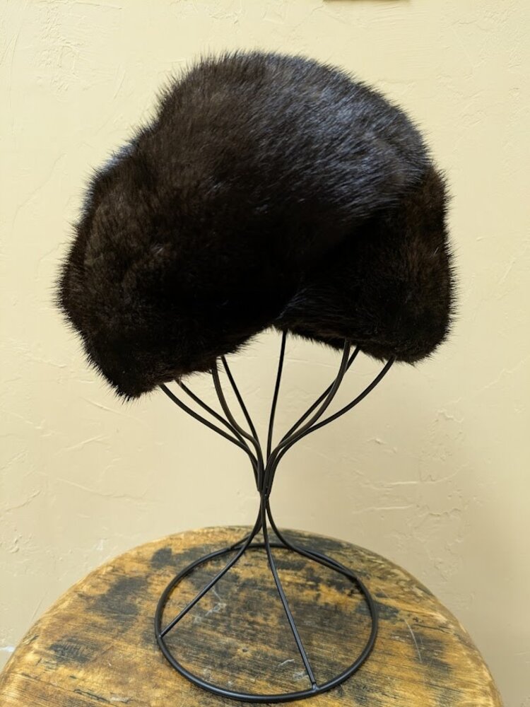 Dark Ranch Mink Fur Wrap Hat, OS
