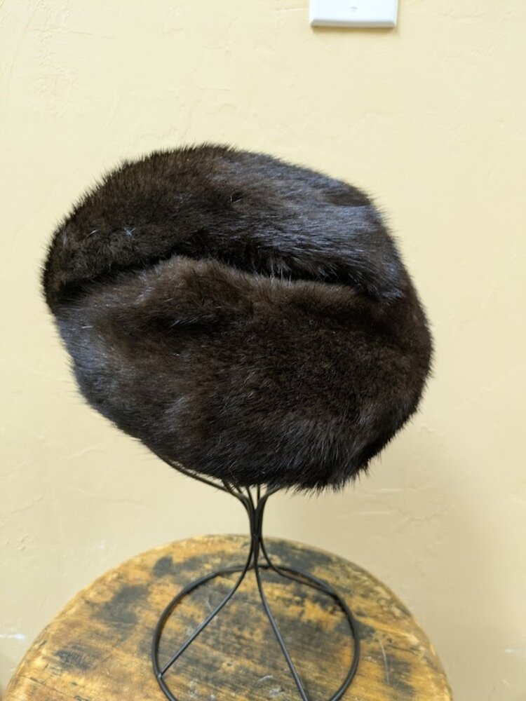 Dark Ranch Mink Fur Wrap Hat, OS
