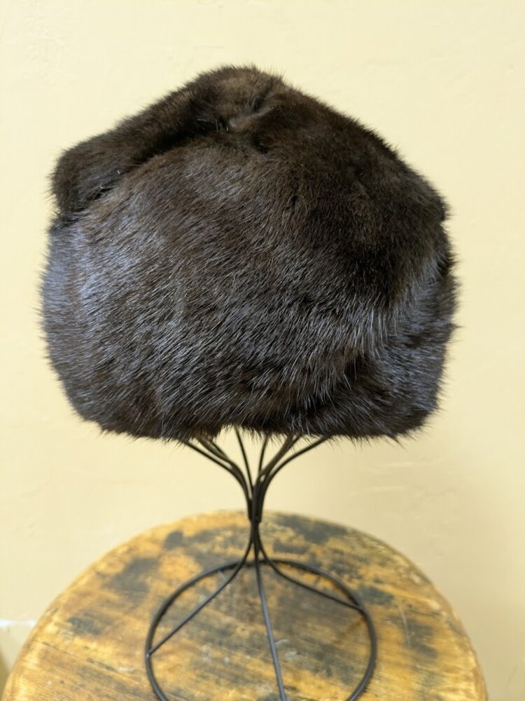 Dark Ranch Mink Fur Wrap Hat, OS