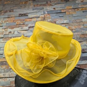 Sunny Yellow Ribbon and Bow Derby Hat