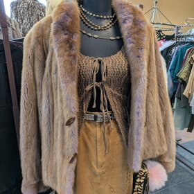 Lilac Shadow Autumn Haze Mink with Shawl Collar Jacket, Size M