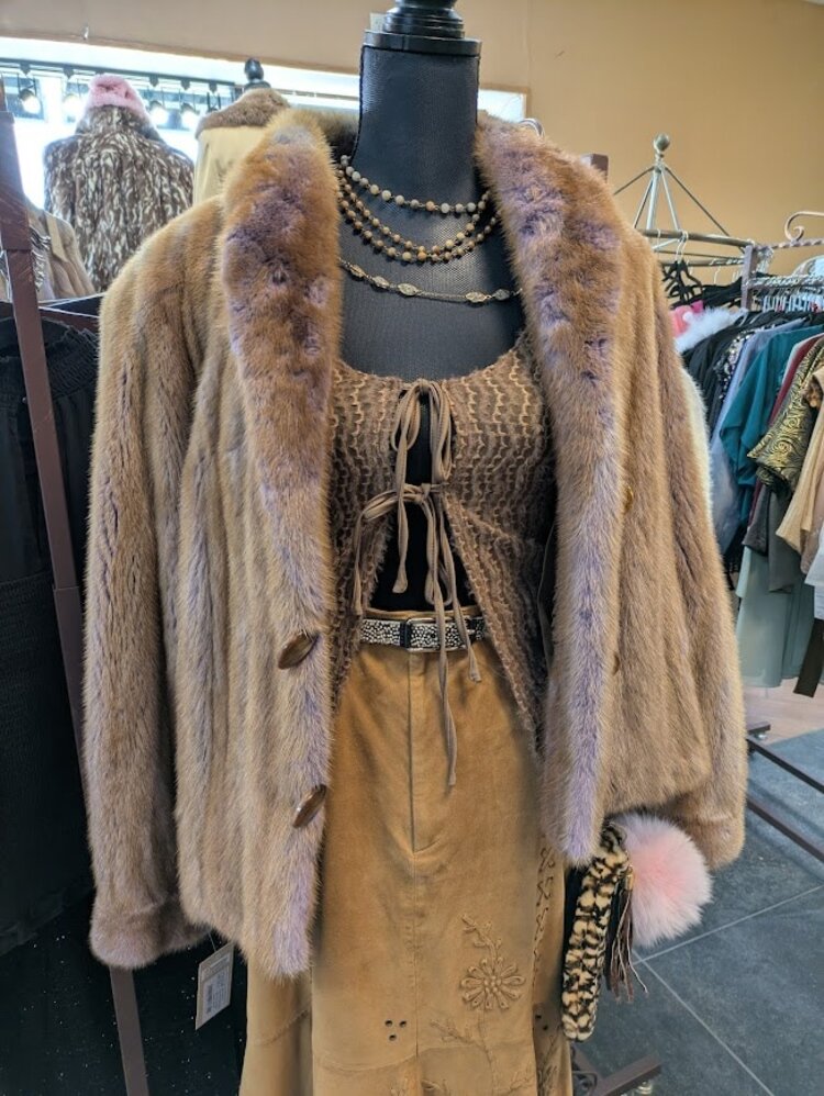 Lilac Shadow Autumn Haze Mink with Shawl Collar Jacket, Size M