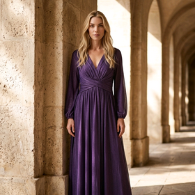 Purple Shimmer Flowy Gown, Size 8