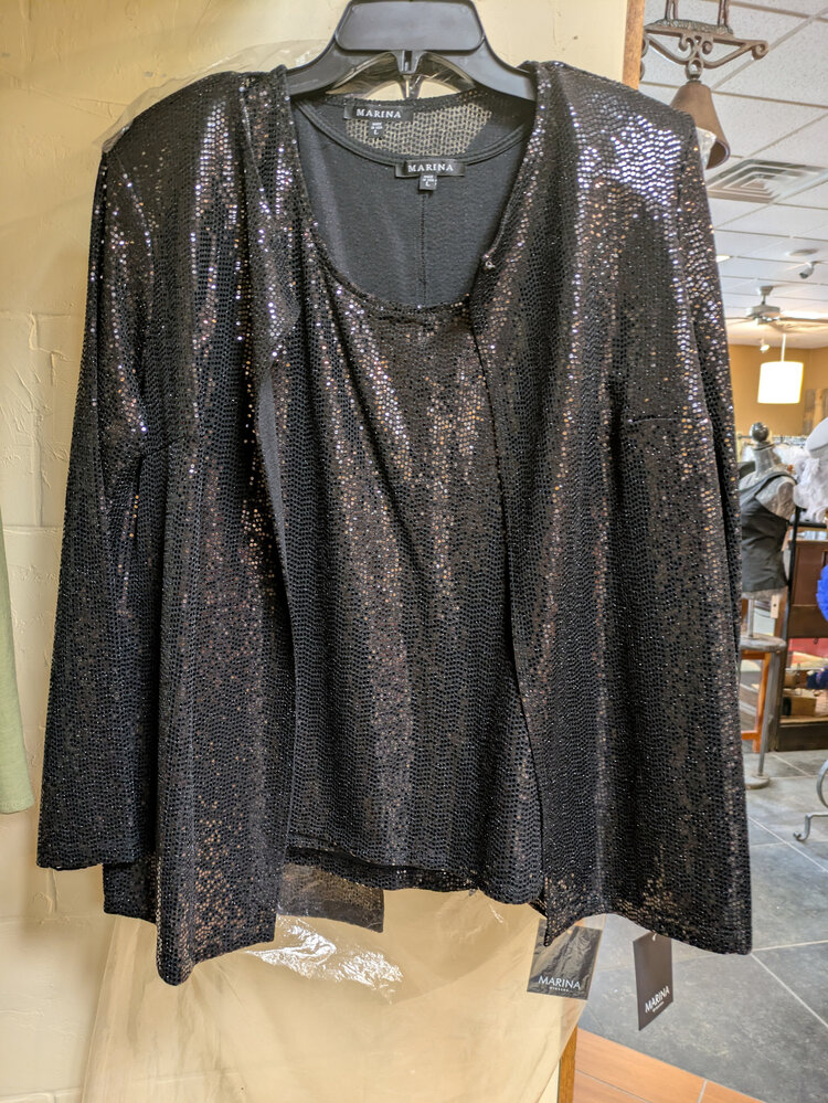 Marina Black Sequin Stretch Jersey Jacket and Tank