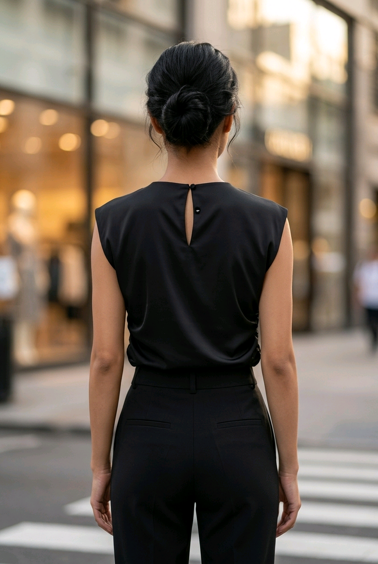 Black Silky Crop Top, Size XL