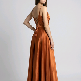 Copper Satin Gown with Corset Back, Size 10