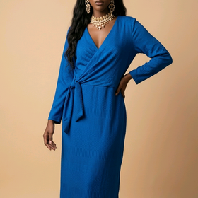 Maggy London Royal Blue Faux Wrap Dress, Size 16W