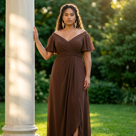 Chocolate Brown Flowy Gown with Corset Back, Size 16