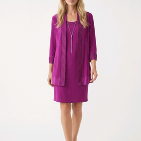 Marina Fuchsia Jersey Dress and Jacket Set
