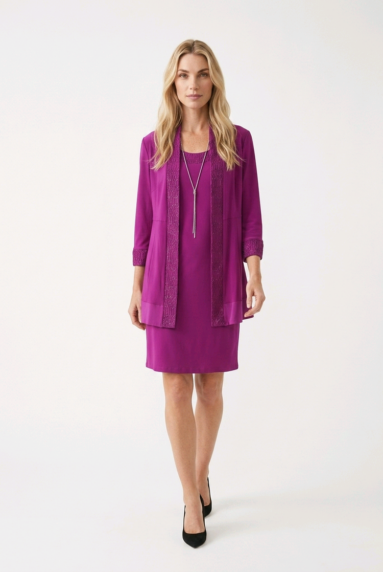 Marina Fuchsia Jersey Dress and Jacket Set