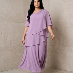Dusty Lilac Tiered Gown with Corset Back, Size 22