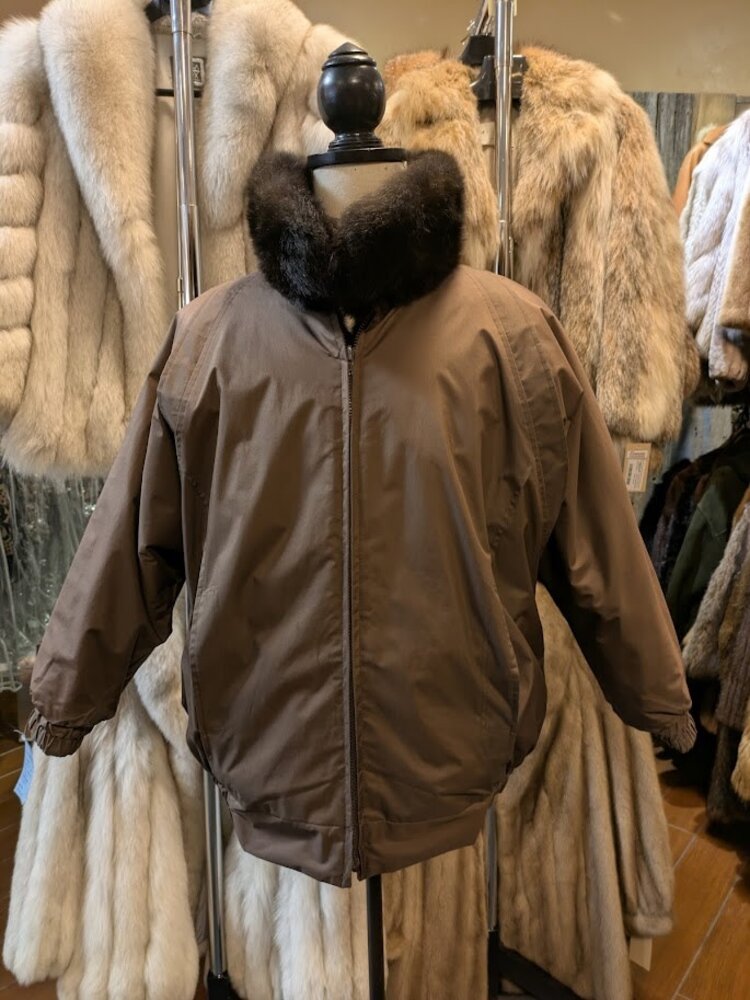 Reversible Dark Brown New Zealand Possum Bomber, Size XL