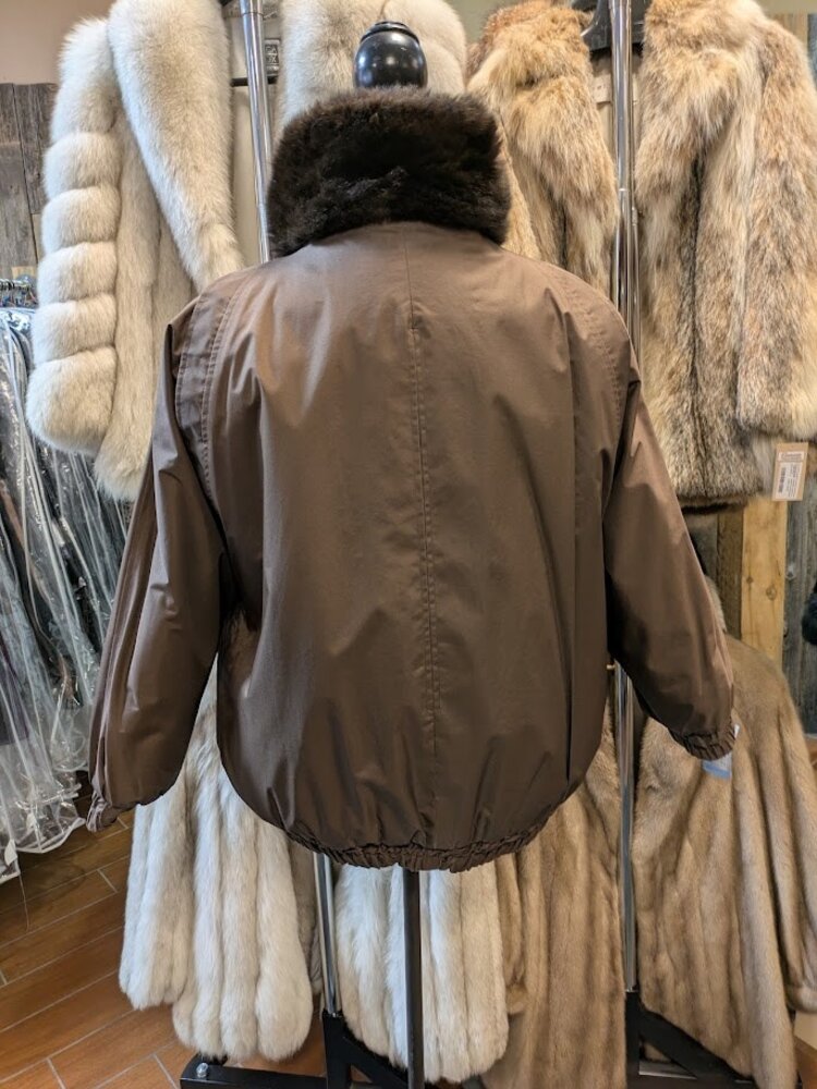 Reversible Dark Brown New Zealand Possum Bomber, Size XL