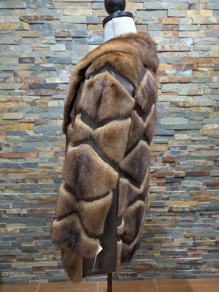 Brown Mink and Leather Geometric Stroller, Medium