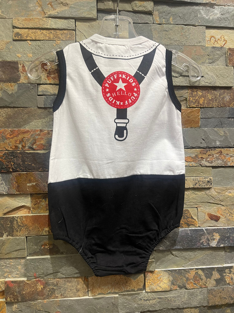 Black and White Tuxedo Print 3D Bowtie Bodysuit, Size 9-12 Mos