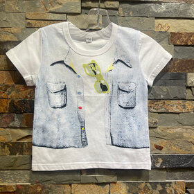 White Denim Vest Graphic T-Shirt