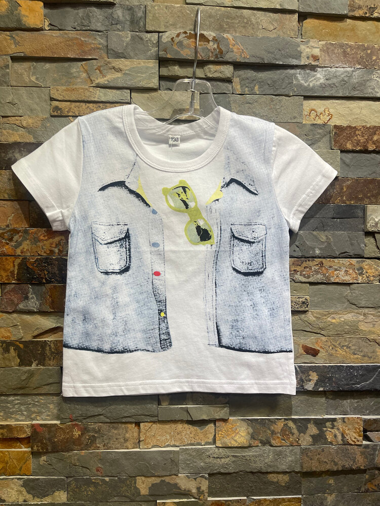 White Denim Vest Graphic T-Shirt