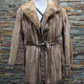 Autumn Haze Mink with Leather Trim, Size L