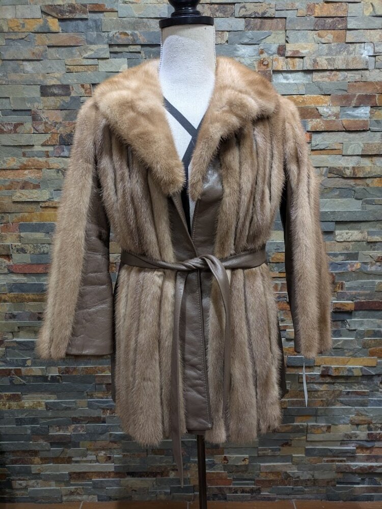 Autumn Haze Mink with Leather Trim, Size L