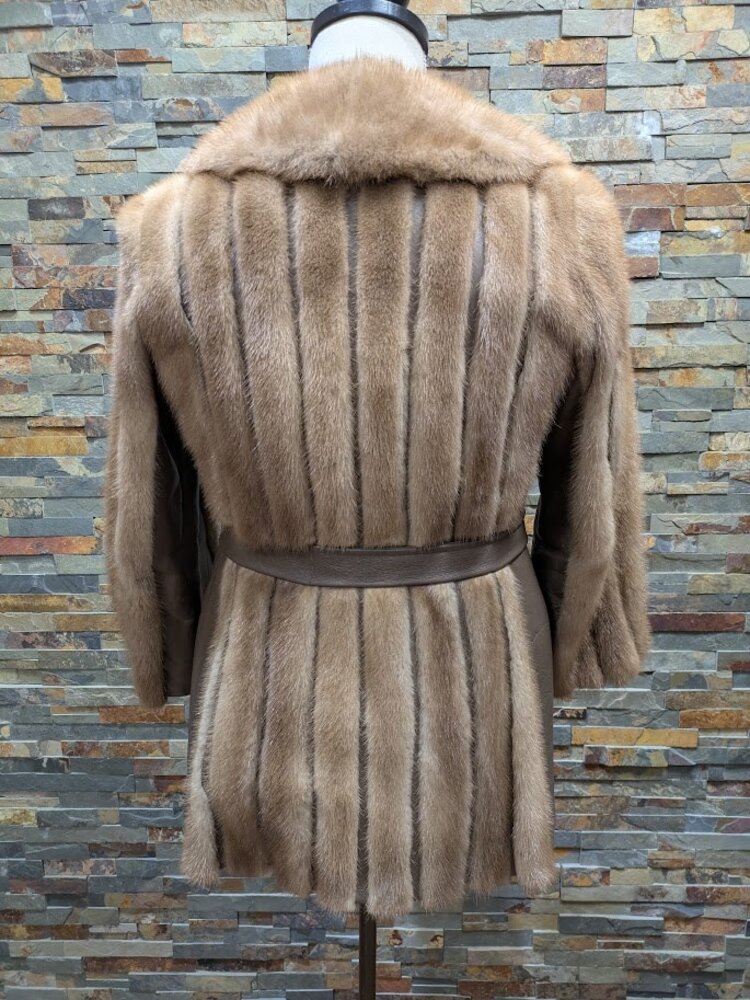 Autumn Haze Mink with Leather Trim, Size L