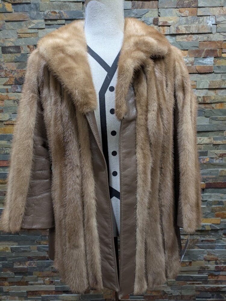 Autumn Haze Mink with Leather Trim, Size L