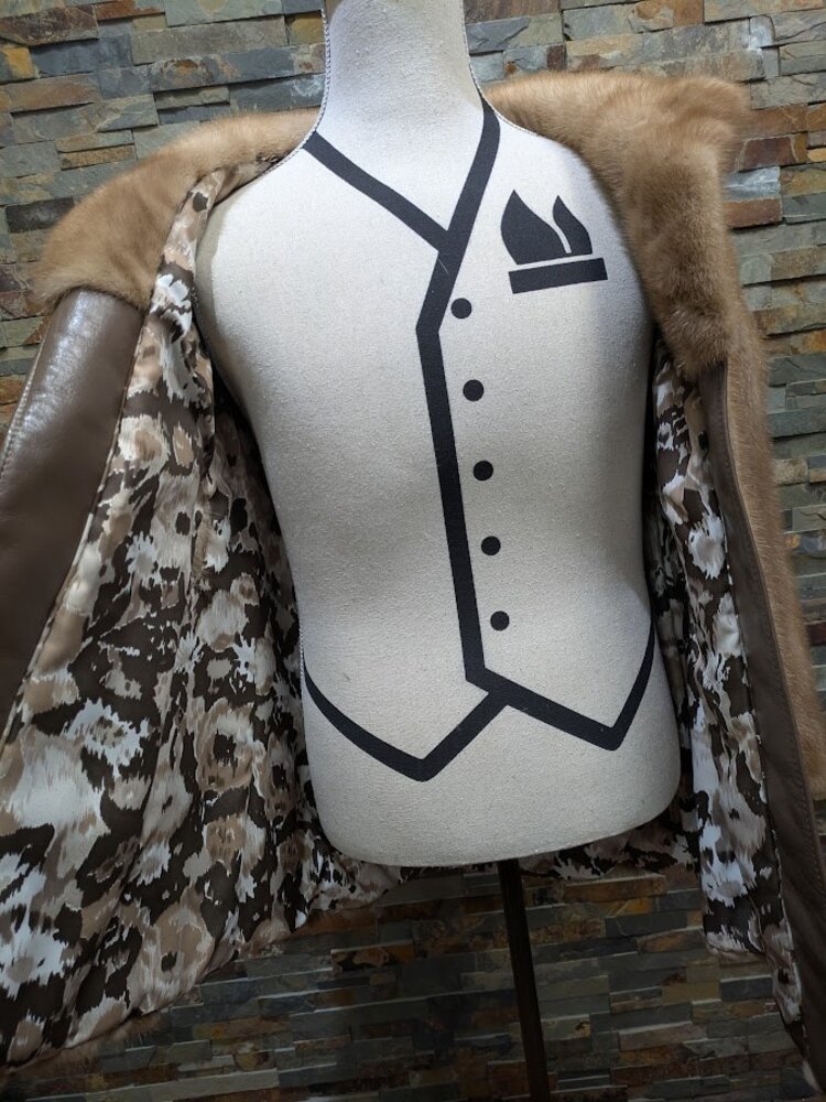 Autumn Haze Mink with Leather Trim, Size L