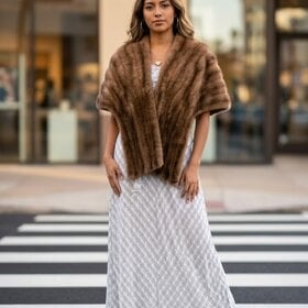 Brown Mink Shawl Stole O/S