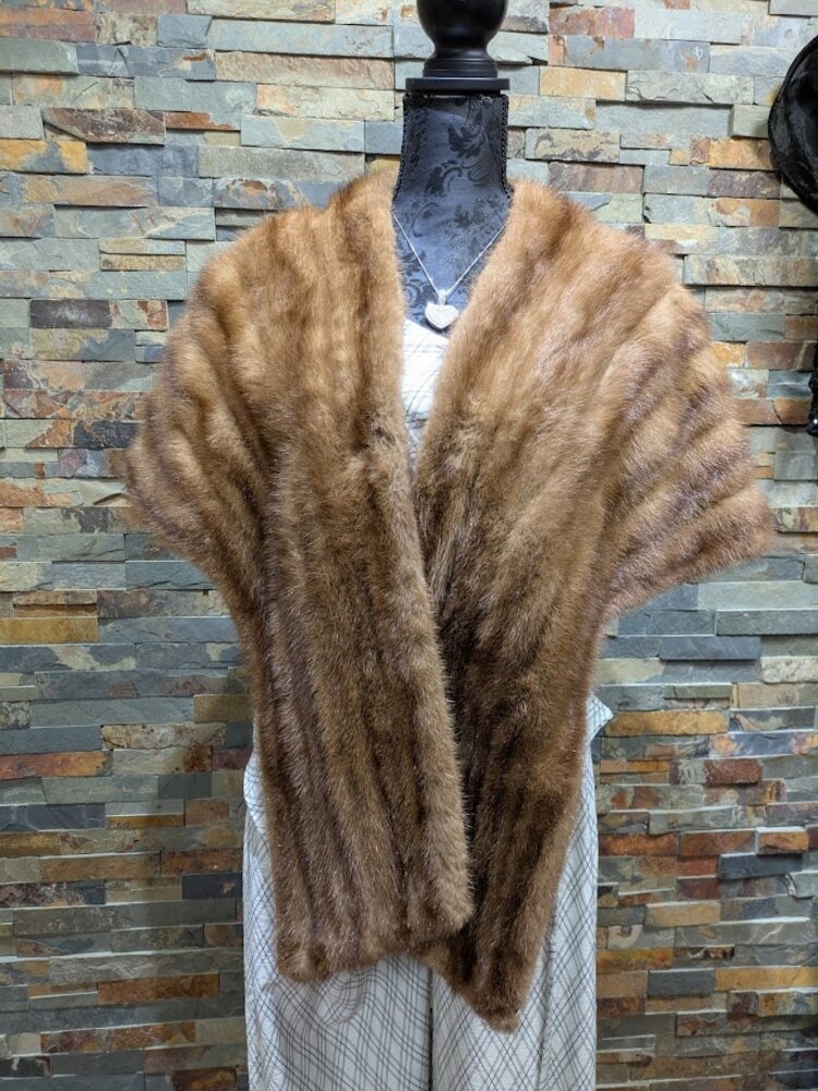 Brown Mink Shawl Stole O/S