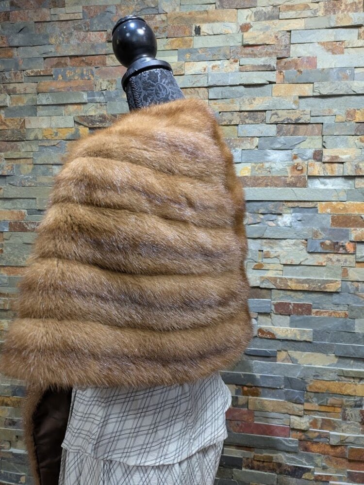 Brown Mink Shawl Stole O/S