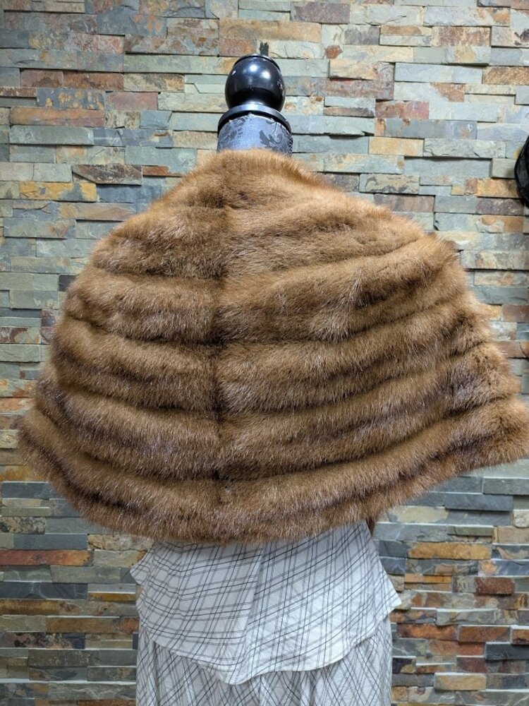 Brown Mink Shawl Stole O/S