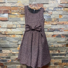 Rose Metal Glitter Knit Pleated Dress