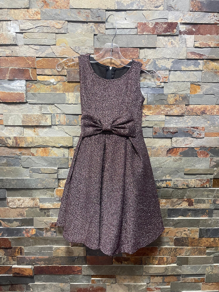 Rose Metal Glitter Knit Pleated Dress