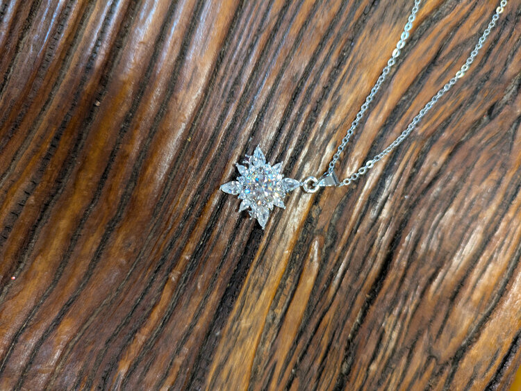 Moissanite Diamond 2.0 ct Necklace, Star Setting, white gold plated
