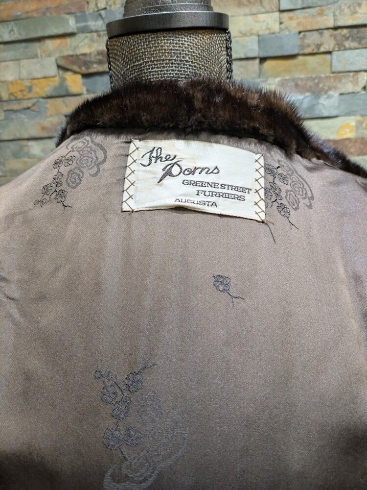 Dark Ranch Mink Stroller with Notched Collar and Decorative Buttons, Large