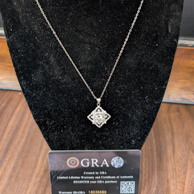 Moissanite Diamond 2.0 ct Necklace, Square Setting, white gold plated