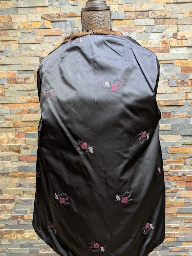 Black Persian Lamb Stroller with Whisky Ranch Mink Collar, Large