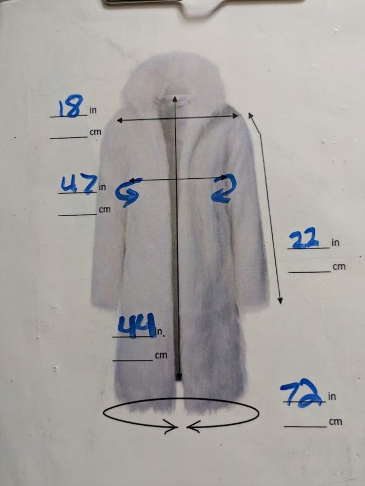 Asymetrical Cotton Trenchcoat with Sheared Black Rabbit Fur Liner, Size Medium