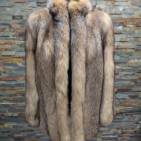 Crystal Dyed Silver Blue Frost Fox Jacket, Size Medium
