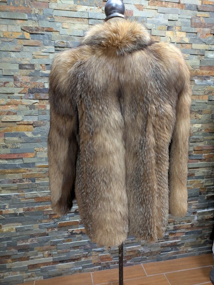 Crystal Dyed Silver Blue Frost Fox Jacket, Size Medium