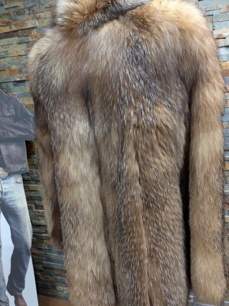Crystal Dyed Silver Blue Frost Fox Jacket, Size Medium